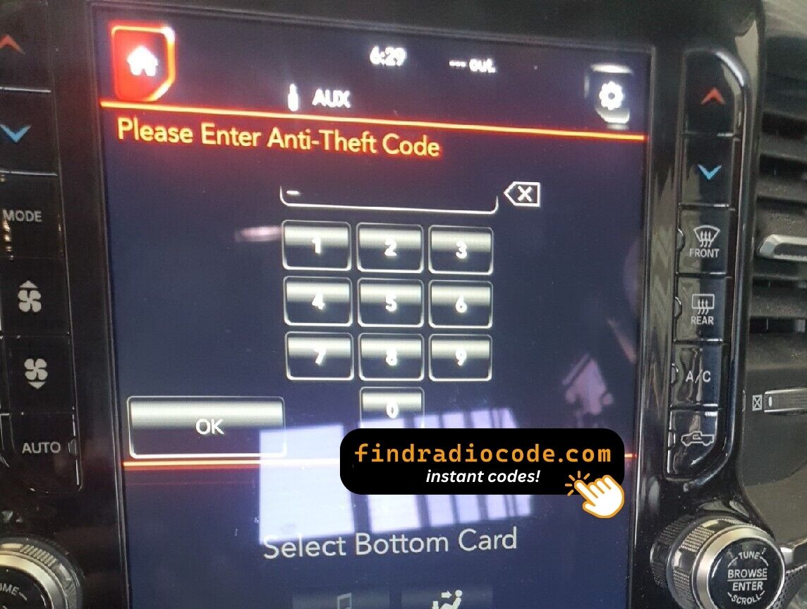Chrysler Uconnect 12.0 UCX 4 digit unlock code for this radio